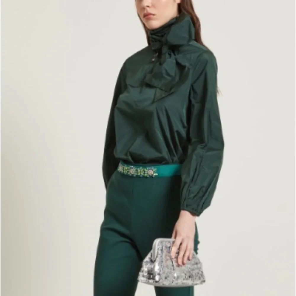 Pennyblack by Max Mara Green Belt with Rhinestones Size: Small Spring/ Summer